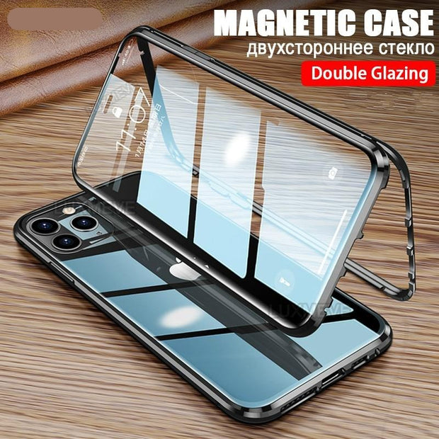 iPhone Magnetic Adsorption Case With Tempered Glass