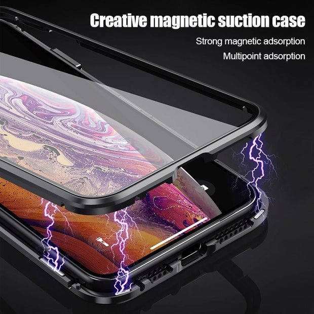 iPhone Magnetic Adsorption Case With Tempered Glass