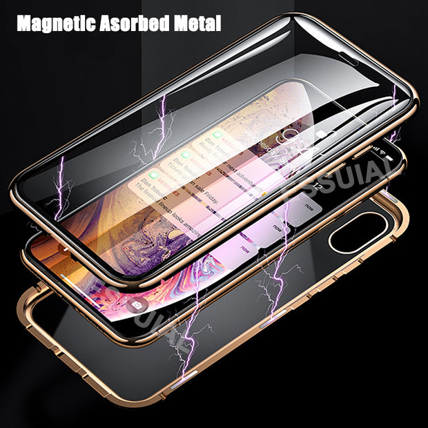 iPhone Magnetic Adsorption Case With Tempered Glass